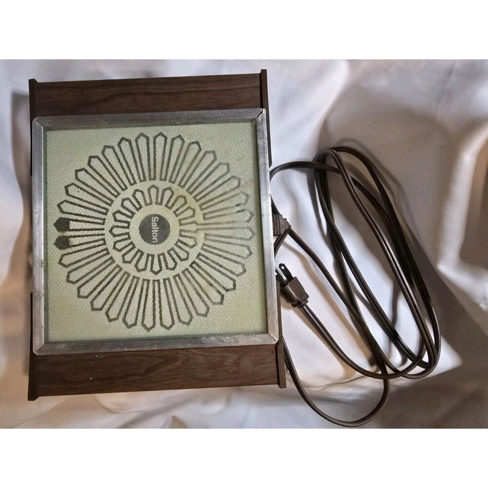 Vintage Salton Hotray Food Warmer Trivet Mid Century Wood Grain Tested Working